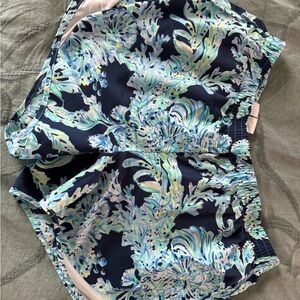 Lilly Pulitzer Blue and Green Patterned Athletic Shorts
